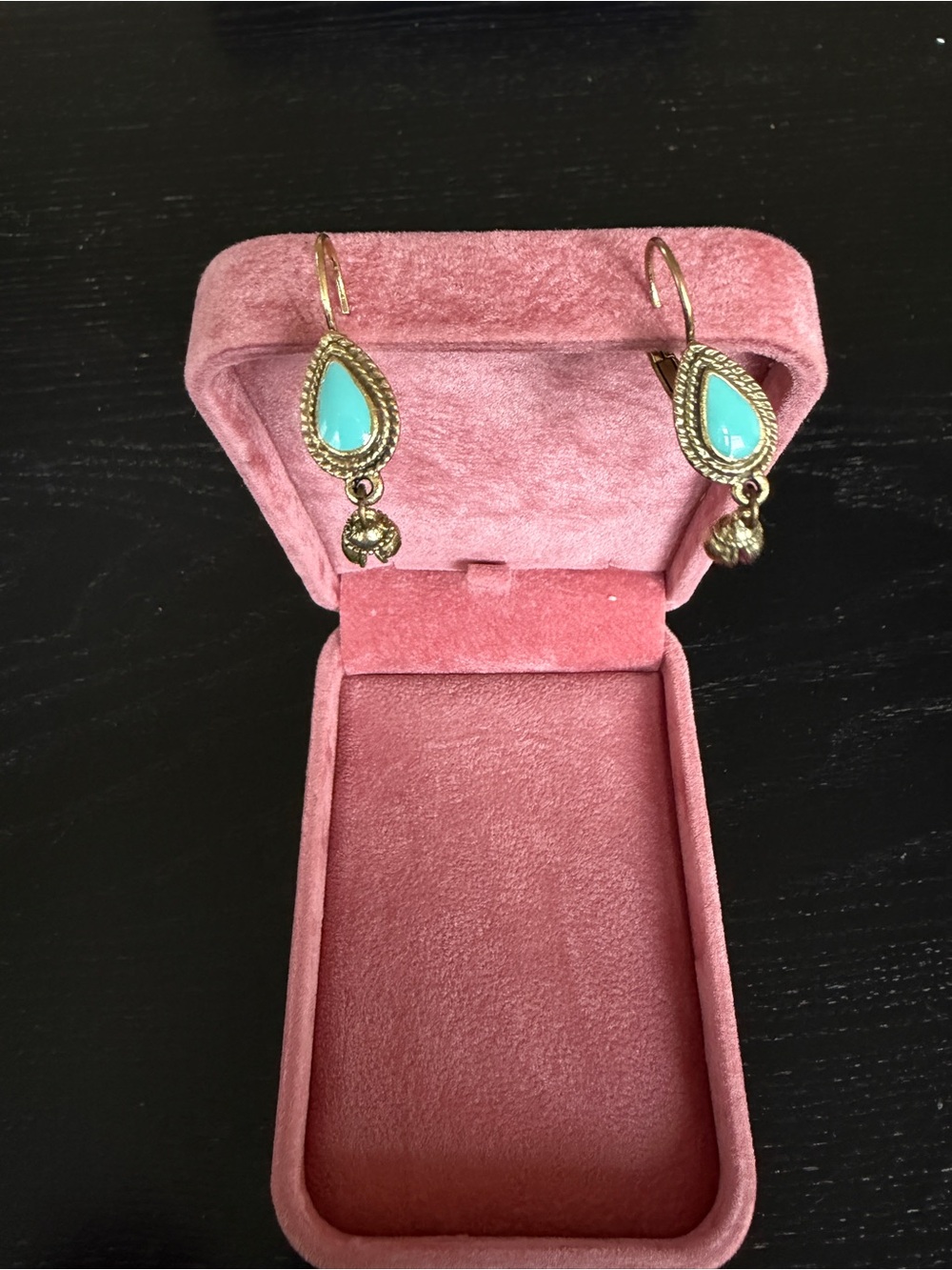 Gold-Tone Teardrop Turquoise Dangle Earrings - Women Jewelry